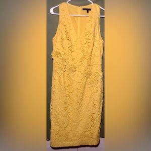 WHBM Elegant Yellow Tonal Lace Dress ~ SZ 12 ~